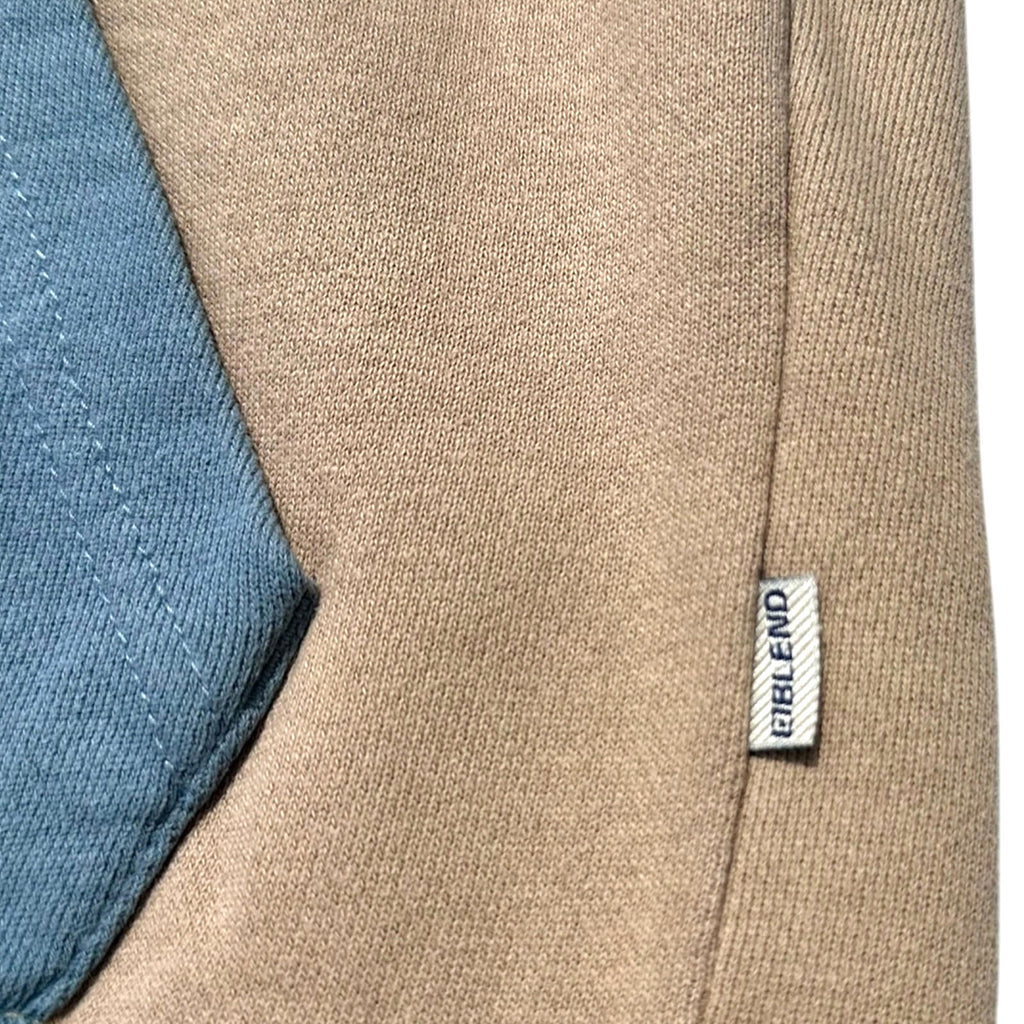 Blend Sweatshirt Men's UK Size S Blue Beige 1/4 Zip Drawstring 100% Cotton