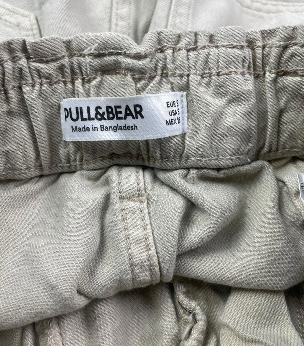 Pull&Bear Beige Denim Cargo Shorts Women's UK Size S