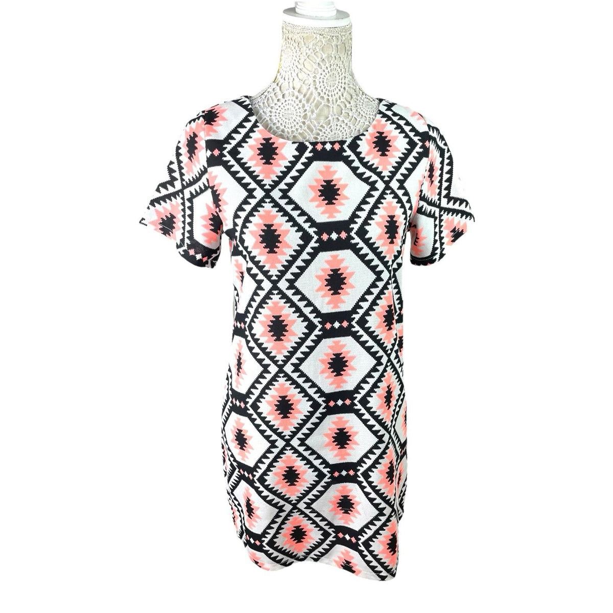 Cameo Rose Mini Dress Geometric Retro Print Women's UK Size 10