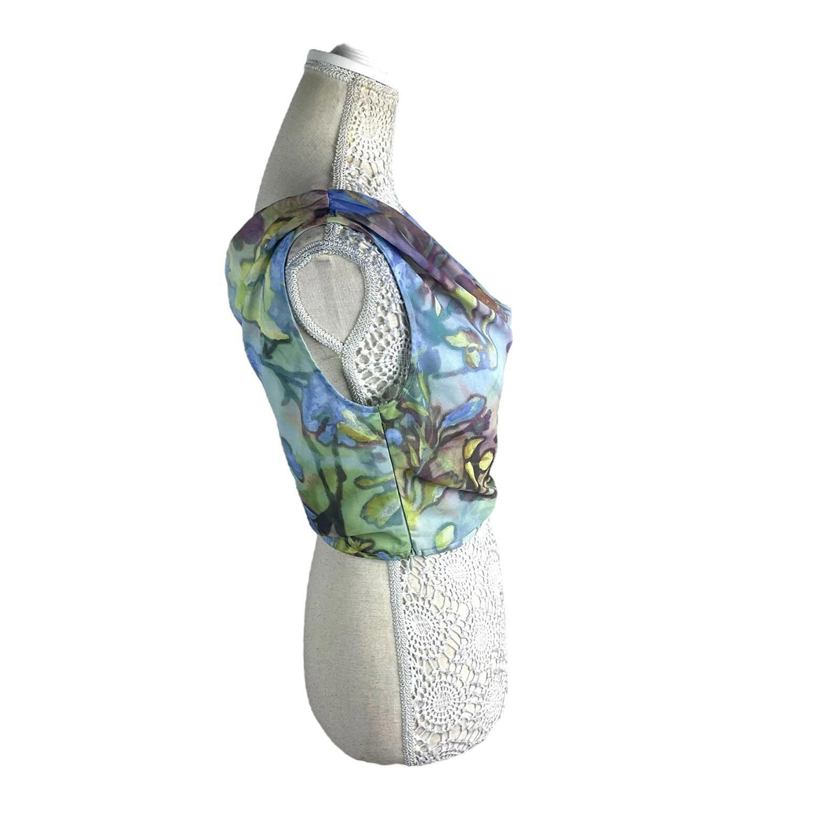 Pretty Little Thing Cowl Neck Crop Top Women's UK Size 8 Ruffle Shoulders Lined