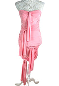 Draped Bodycon Mid Dress Women’s UK Size 8 Pink Cocktail Strapless Jersey Ruched