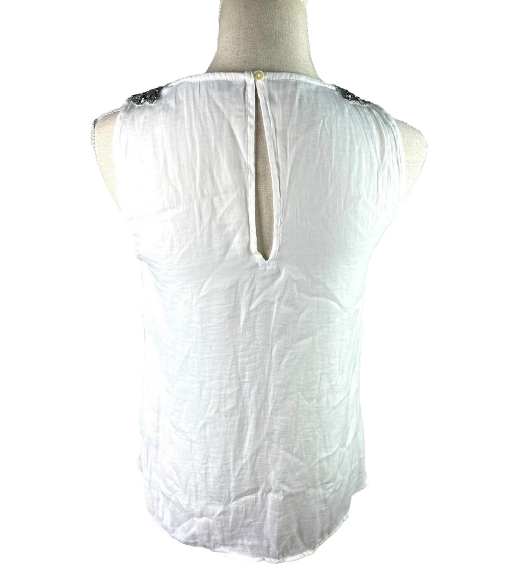 Zara White Vest Top Embellished Shoulder Women's UK Size S