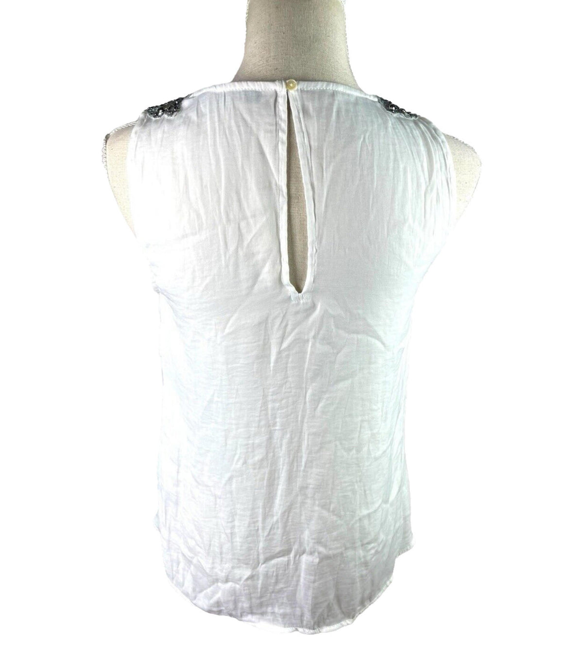 Zara White Vest Top Embellished Shoulder Women's UK Size S