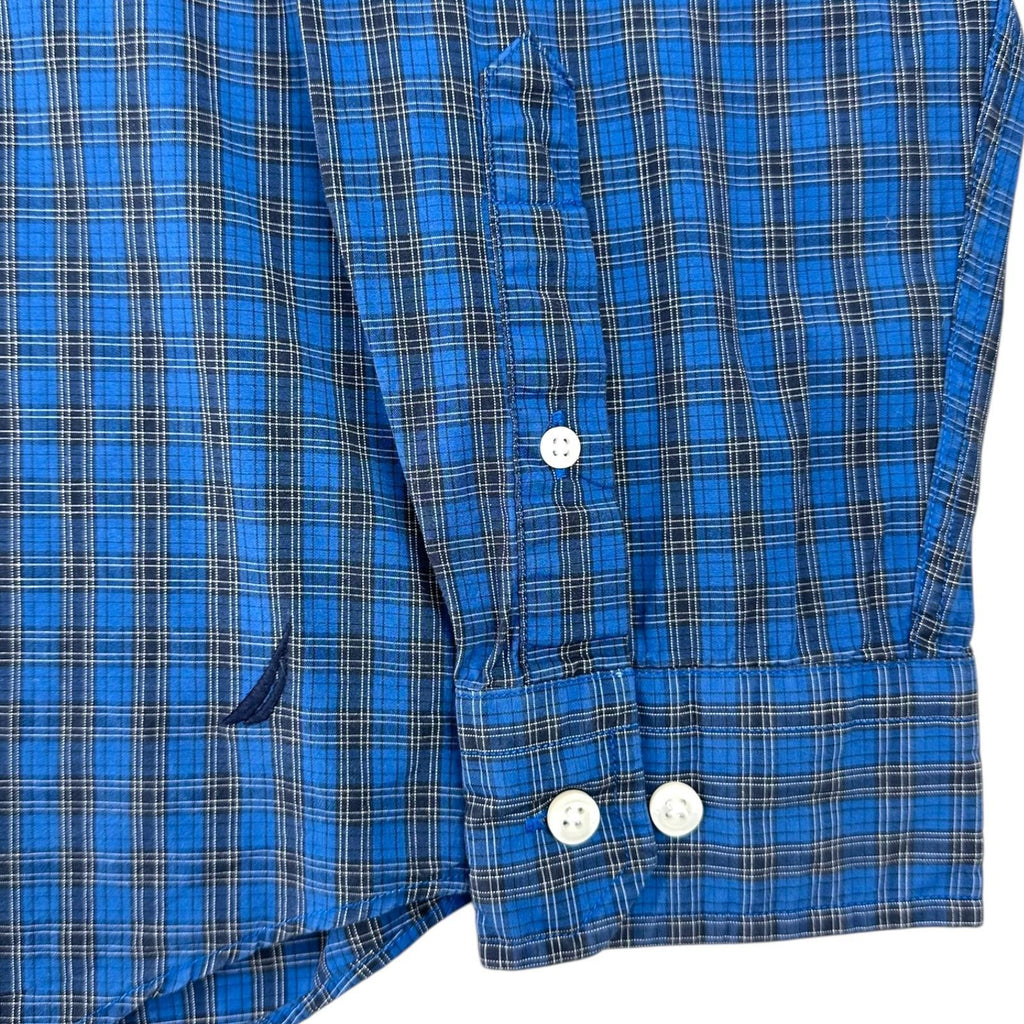 Nautica Shirt Men's UK Size XL Blue Striped Long Sleeve Pockets Button Collar