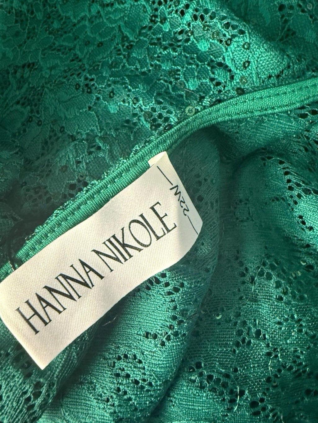 Hanna Nikole Green 2 Piece Blouse Jacket Set Lace Sequin Women's UK Size 22