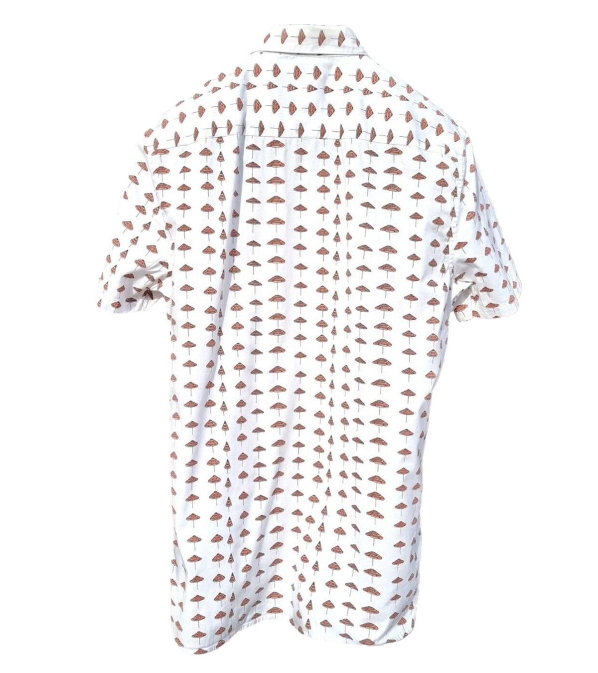 Barney Cools Shirt Short Sleeve Sunbrella Print Shirt White Men's UK Size M