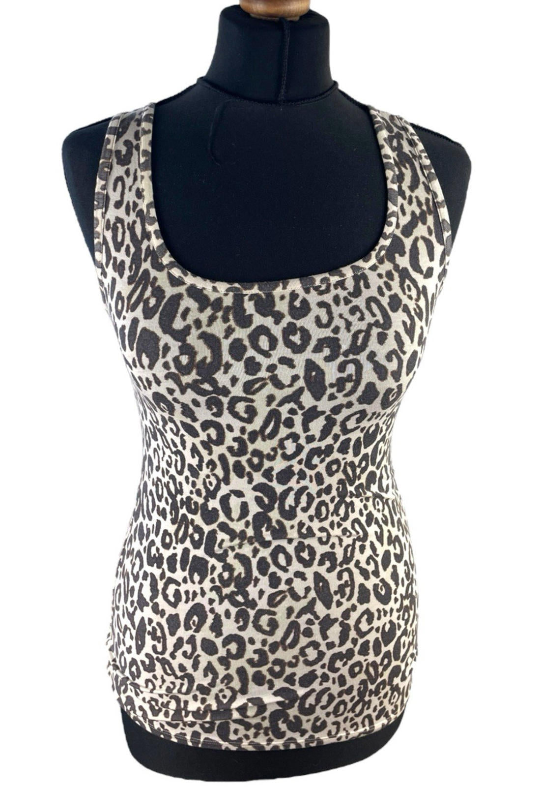 F&F Brown Leopard Print Vest Tank Top Women's UK Size S