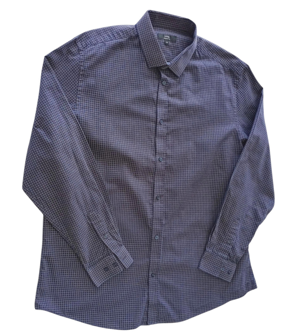 George Shirt Men's UK Size 3XL Long Sleeve Black Check Cotton Blend