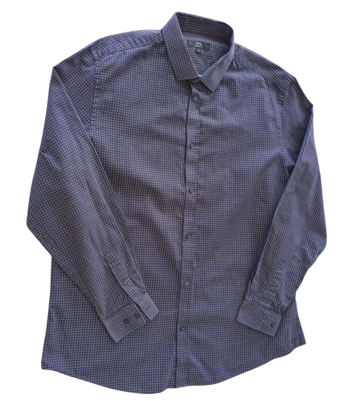 George Shirt Men's UK Size 3XL Long Sleeve Black Check Cotton Blend