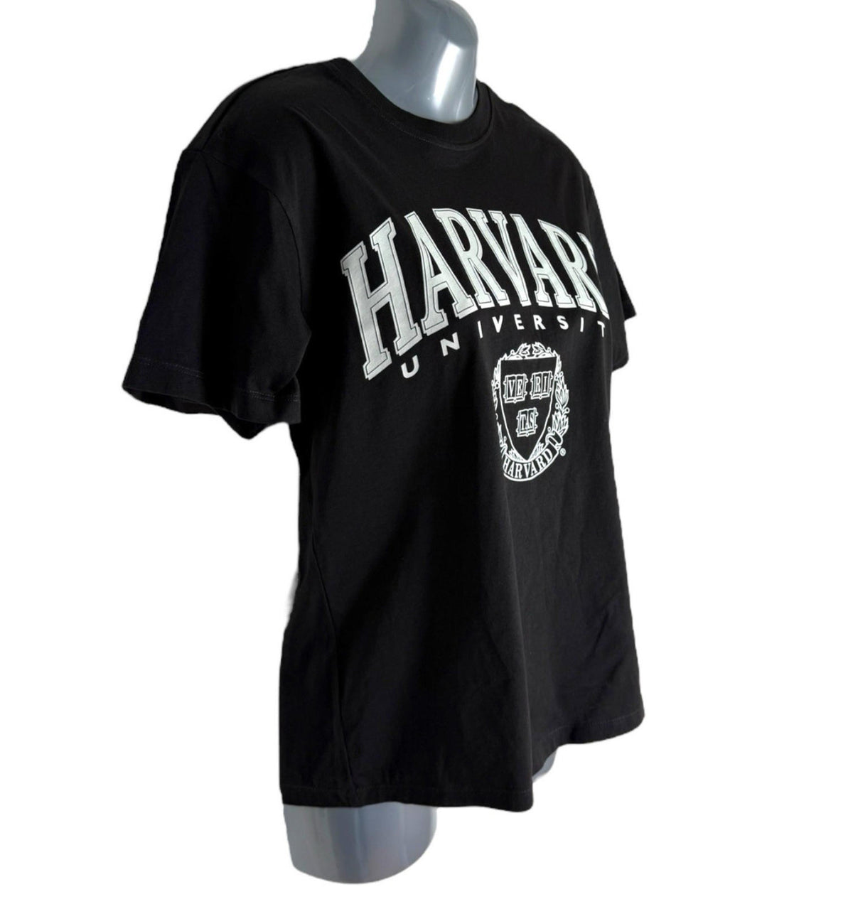 Divided Black Harvard T-shirt Oversized 100% Cotton Women's UK Size 2XS