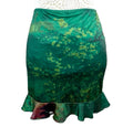 Manor Mini Skirt Dark Green Satin High Waist Frilled Hem Women's UK Size 8