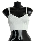 stradivarius White Stradivarius Off White Ribbed Crop Top Tank Stretch Women's UK Size XS