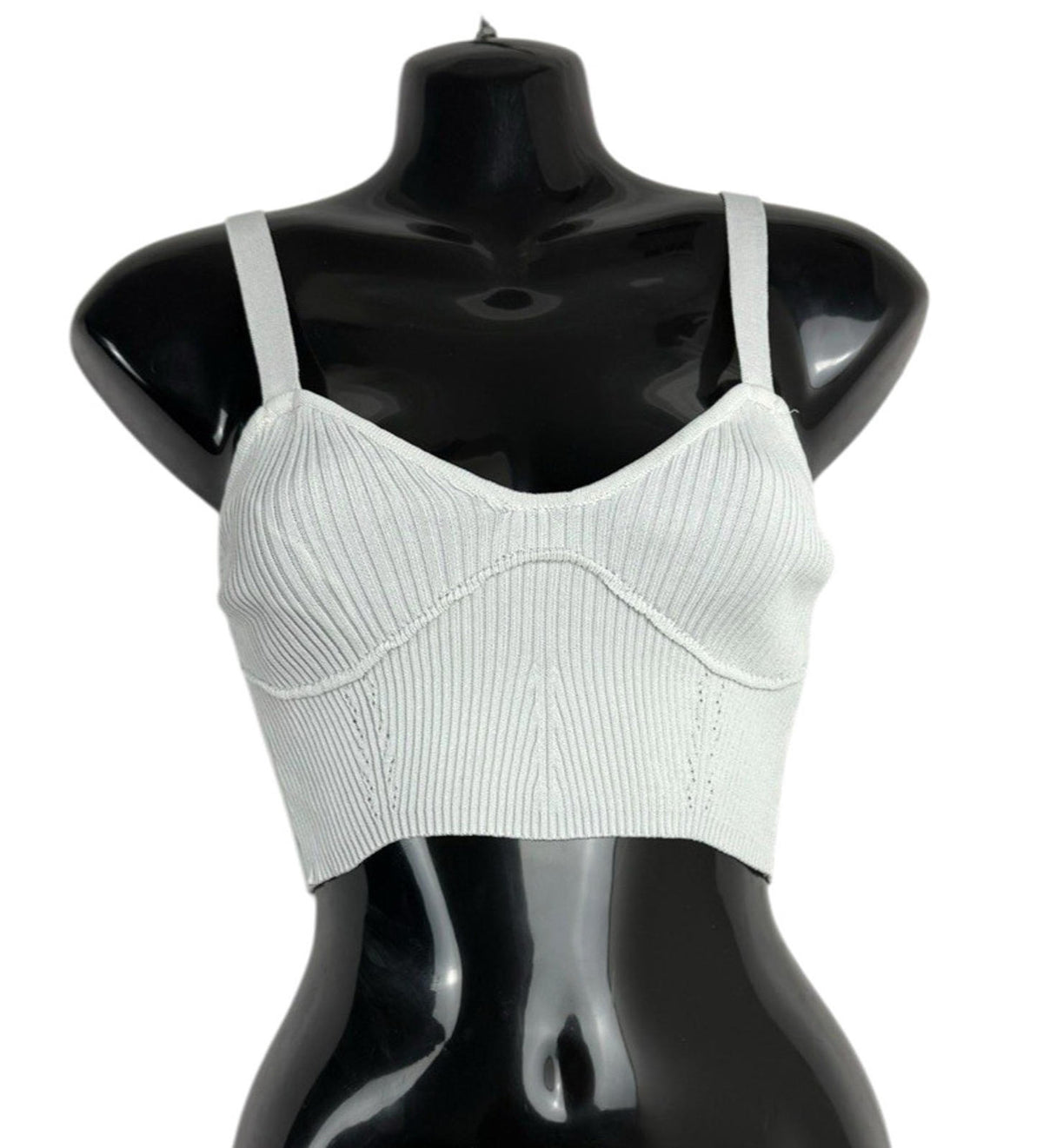 stradivarius White Stradivarius Off White Ribbed Crop Top Tank Stretch Women's UK Size XS
