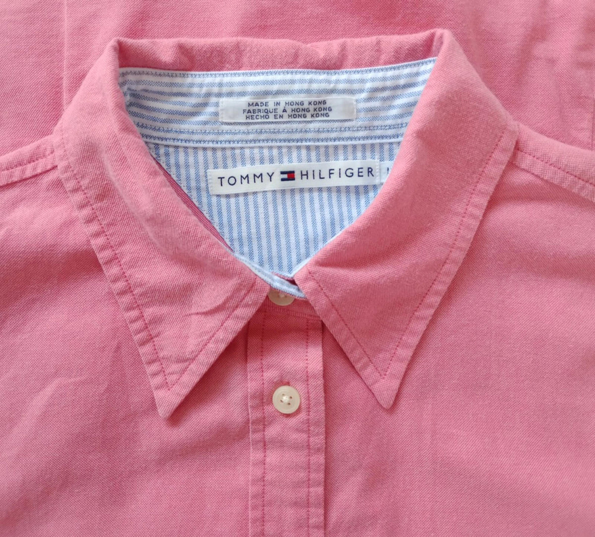Tommy Hilfiger Shirt Men's UK Size S Pink Long Sleeve Pockets 100% Cotton