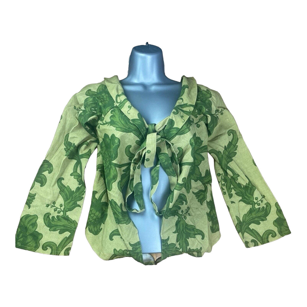 Co Green Floral Skirt & Tie Front Top Co-Ord Set Women's UK Size S Green Long Sleeve