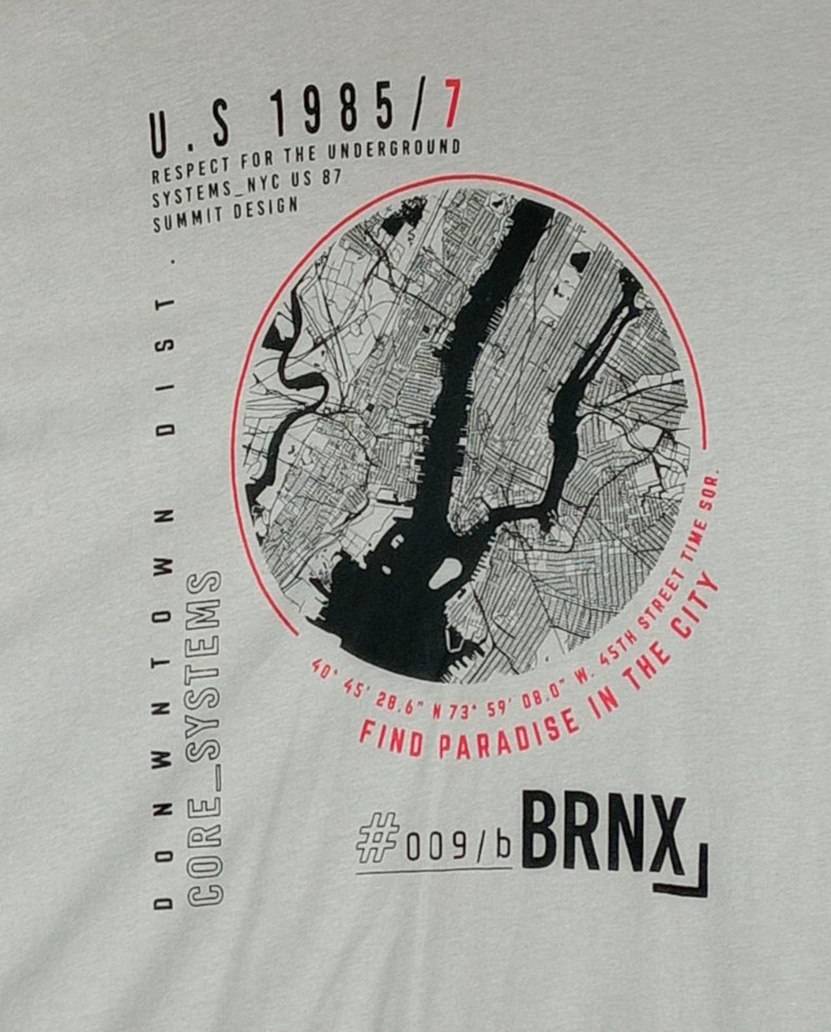Matalan Gray NYC Underground BRNX Print T-Shirt Men's UK Size 2XL Grey 100% Cotton Crew Neck
