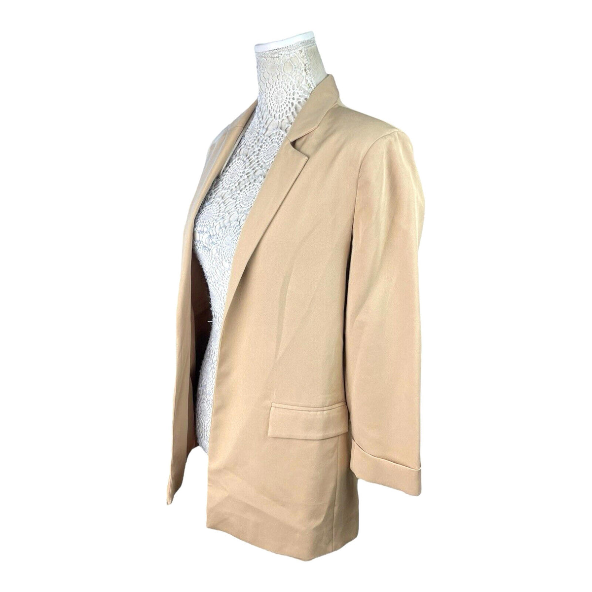 New Look Blazer Jacket Camel Relaxed Fit Shoulder Pads Women's UK Size 6