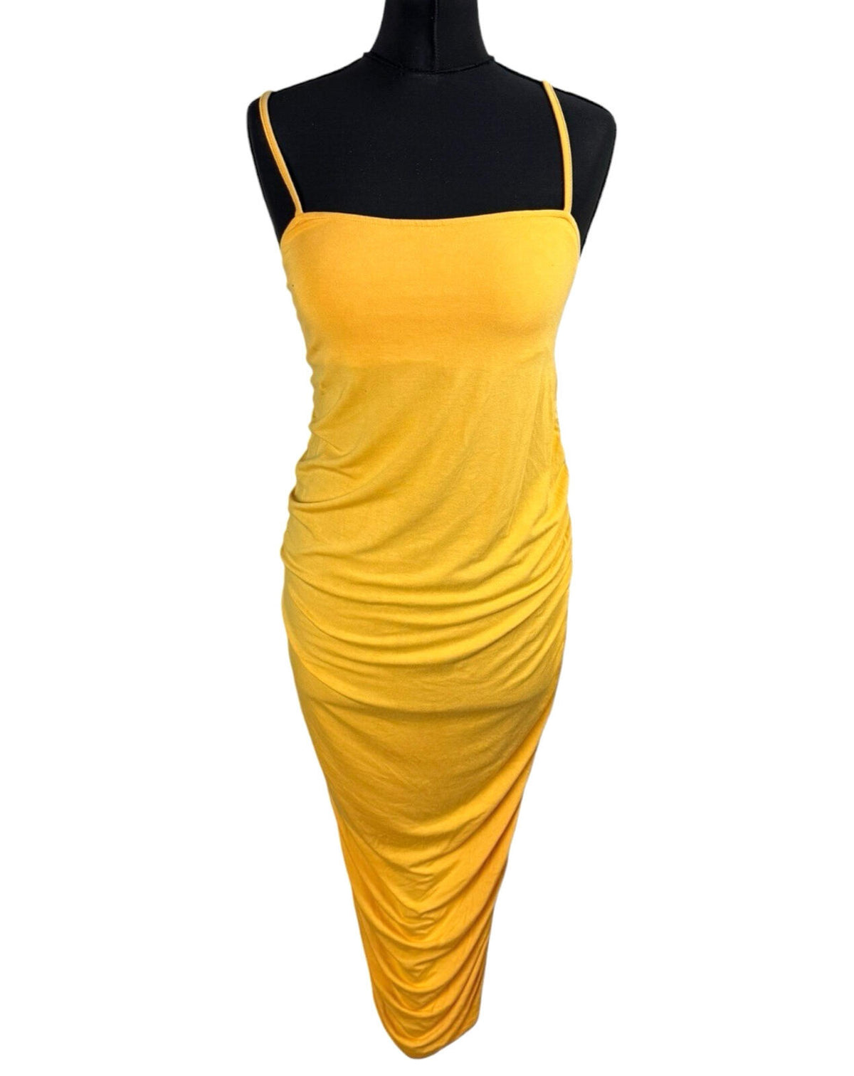 ASOS Maternity Bodycon Dress Women’s UK Size 10 Square Neck Ruched Yellow