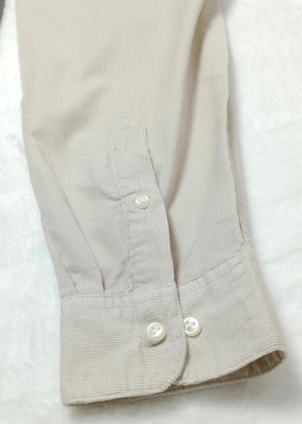 Hathaway Sport Corduroy Shirt Men's UK Size XL Beige Long Sleeve 100% Cotton