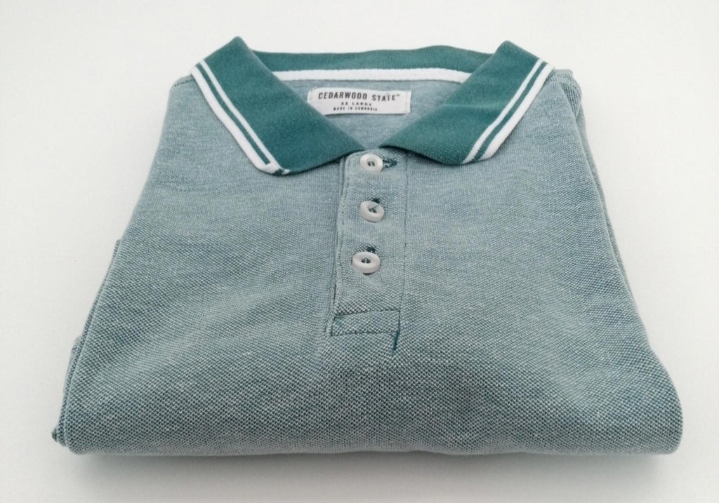 Cedar Wood State Turquoise Polo Shirt Men's Size 2XL Teal Blue Embroidered Logo 100% Cotton