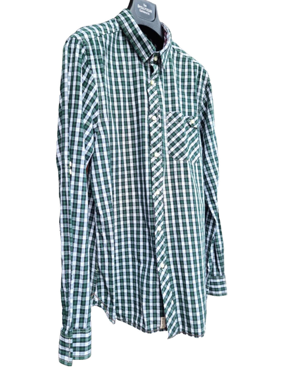 Burton Shirt Green Check Long Sleeve 100% Cotton Men's UK Size M Medium
