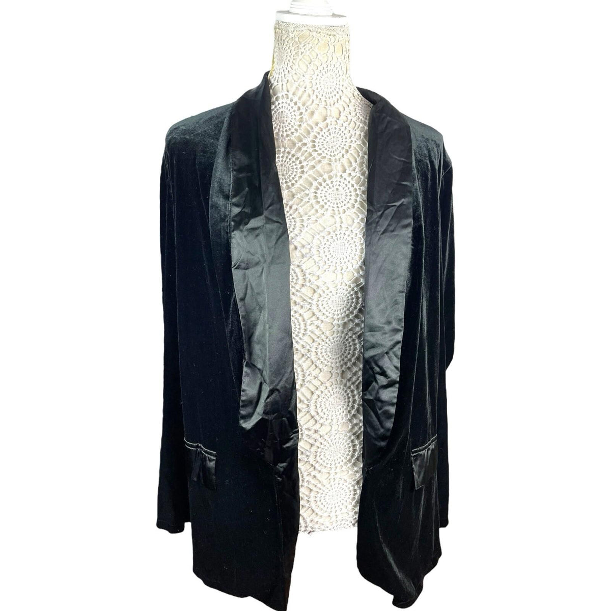 SHEIN Velour Blazer Jacket Women's UK Size XL (14) Black
