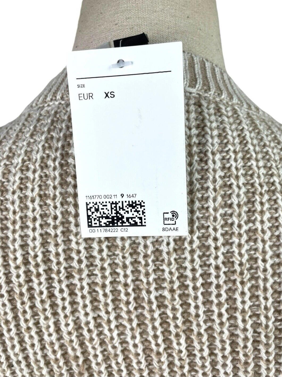 H&M Beige Knit Sweater Long Sleeve Relaxed Fit Women's UK Size XS