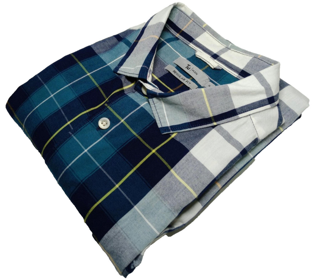 Tu Man Shirt Men's UK Size XL Check Short Sleeve 100% Cotton Pocket
