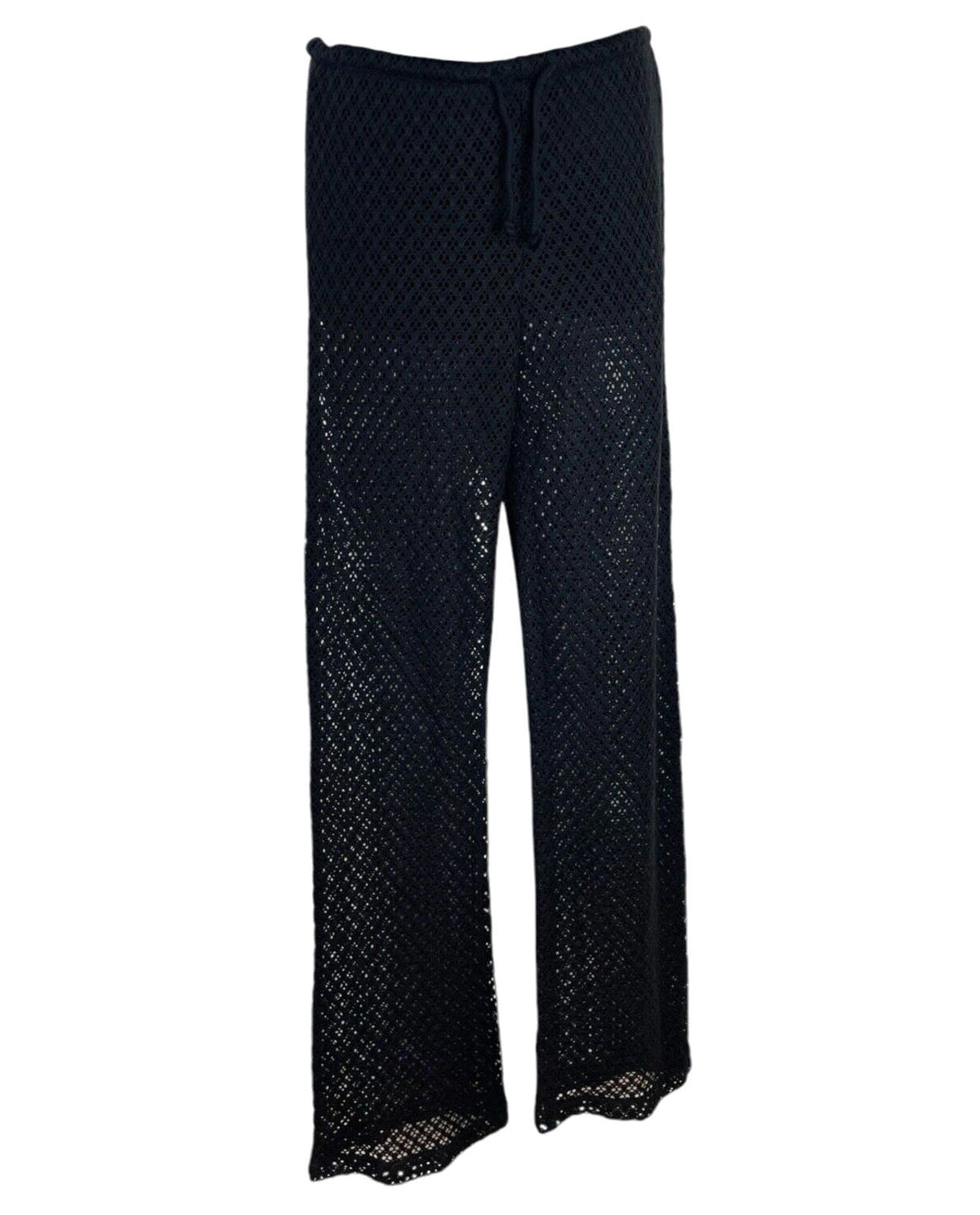 Divided Black Crochet Look Trousers Wide Leg Sheer Women's UK Size XS