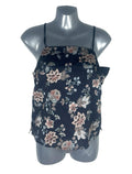 New Look Floral Satin Camisole Top Women's UK Size 8 Adjustable Strap Navy Blue