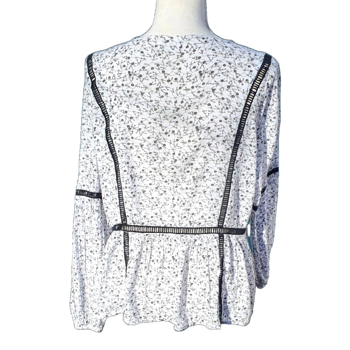 Jacqueline de Yong Off White Floral Crochet Trim Blouse Women's UK Size 10
