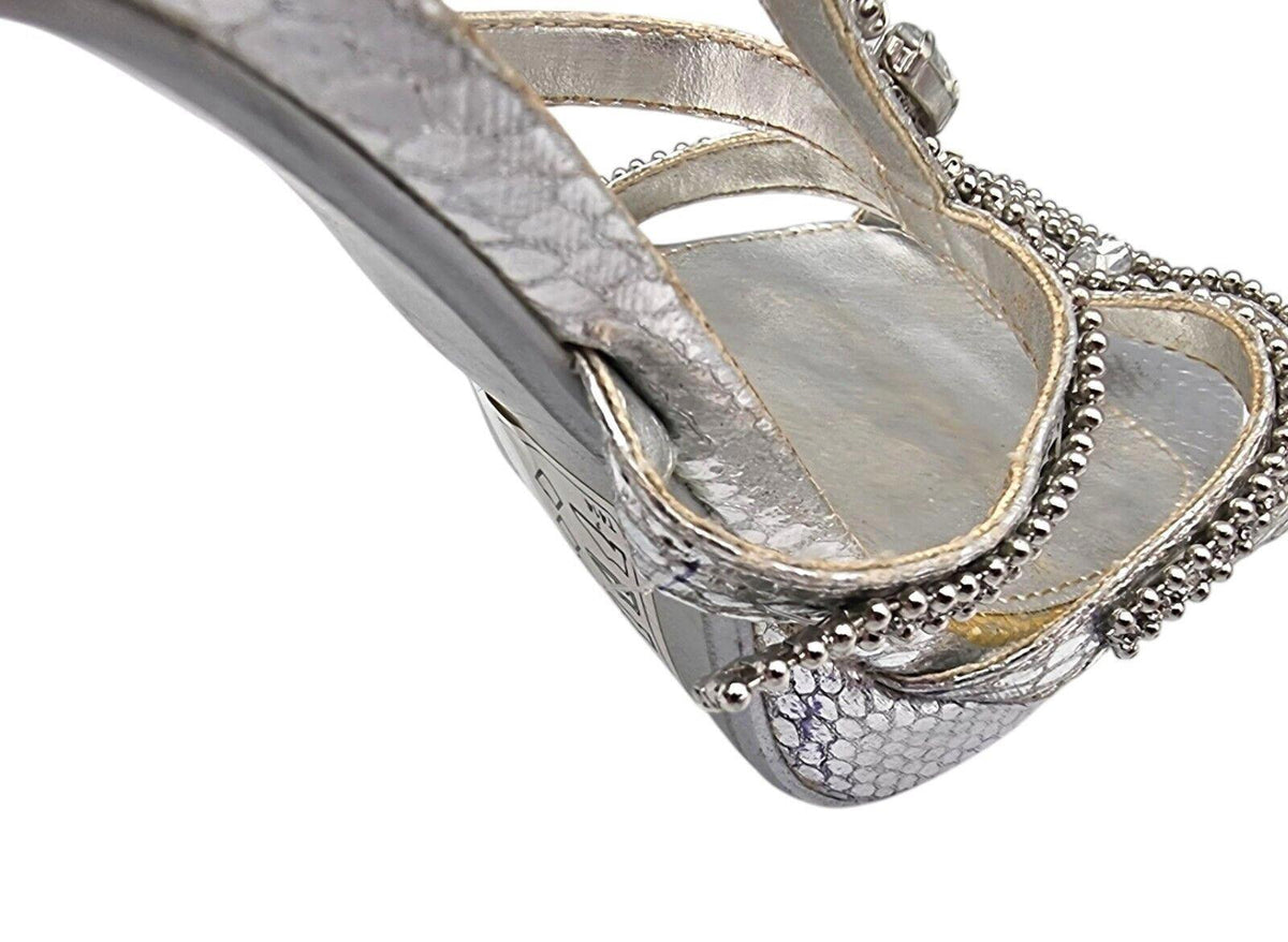 Shoe Box Silver Embellished High Heel Sandals Women's UK Size 7