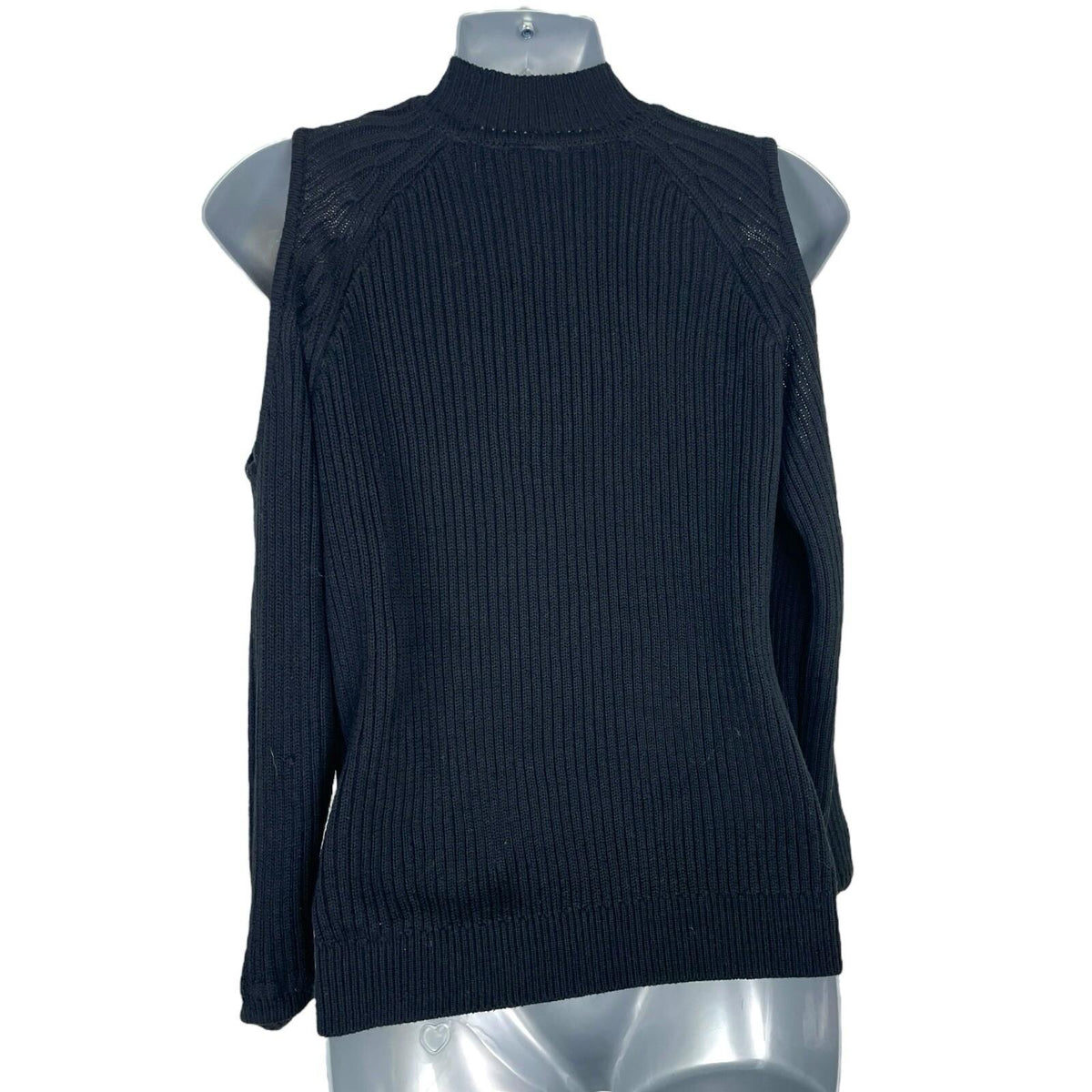 Divided Black Ribbed Jumper Cut Out Shoulder Women's UK Size XS