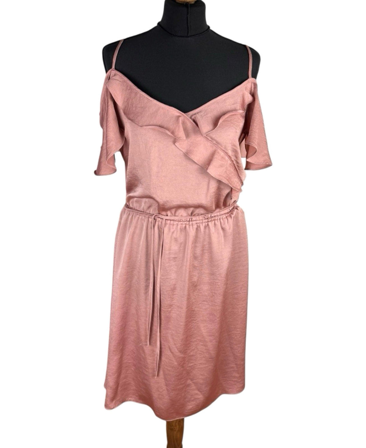 Next Rose Satin Occasion Dress Knee Length High Waist Women’s UK Size 12