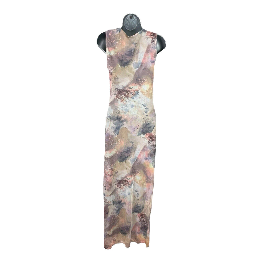 Stradivarius Pastel Maxi Dress Lined Ruffle Side Women’s UK Size XS