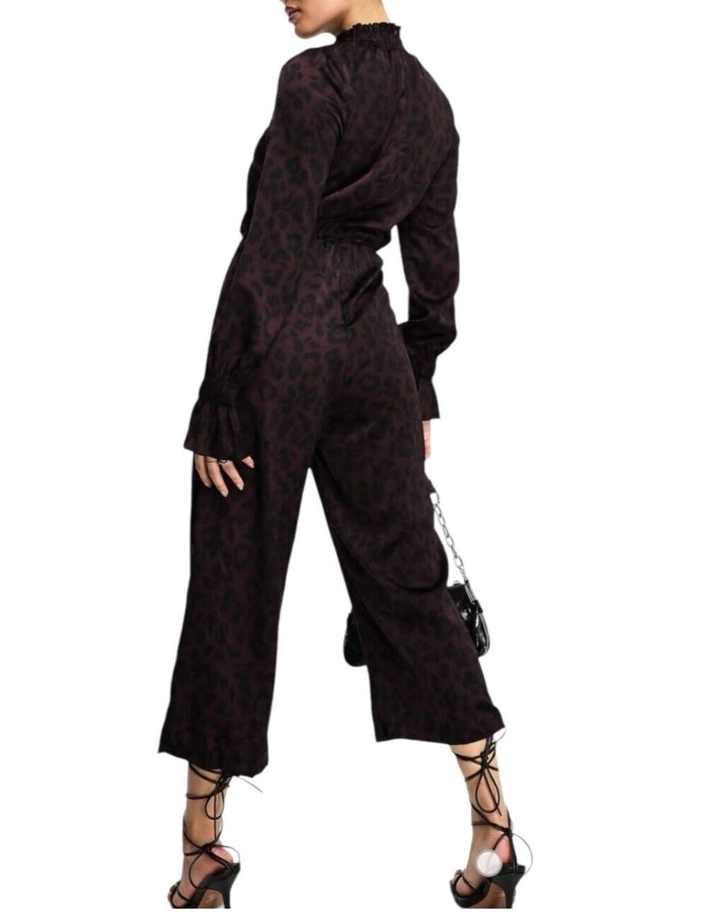 AX Paris Jumpsuit Satin Leopard Print Cropped Leg Women’s UK Size 16