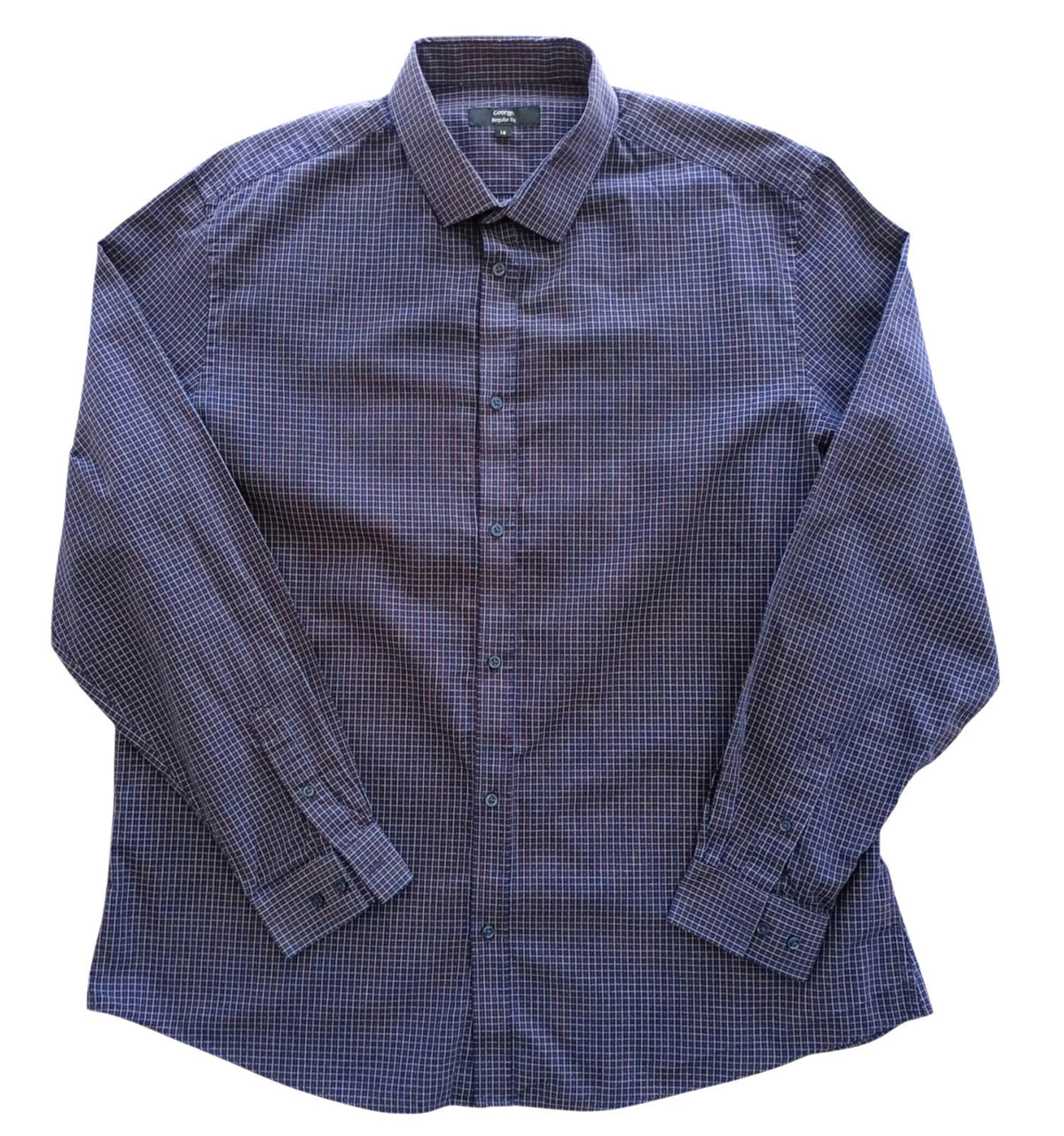 George Shirt Men's UK Size 3XL Long Sleeve Black Check Cotton Blend
