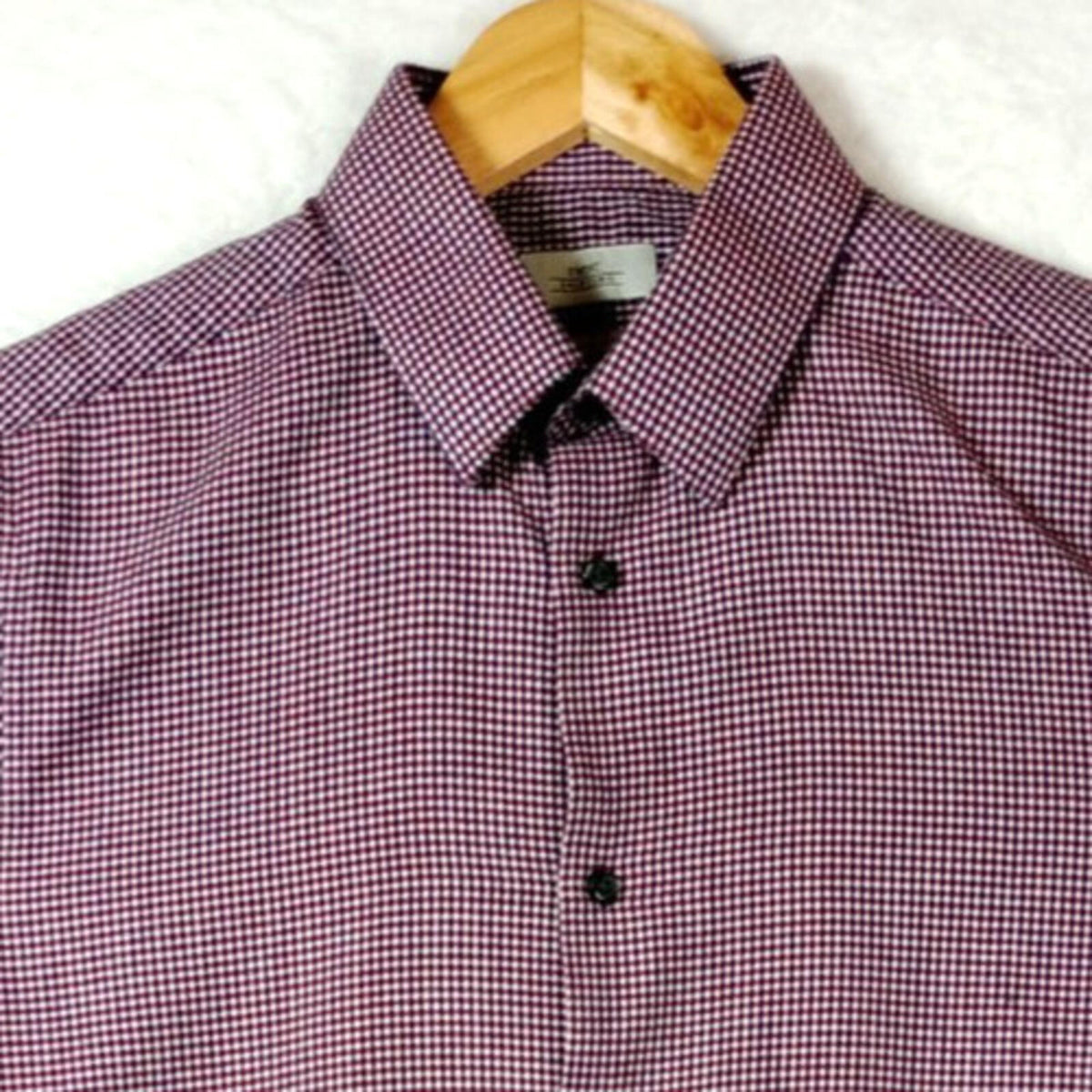 Next Shirt Men's UK Size S Long Sleeve Red Check Mixed Fabric Slim Fit
