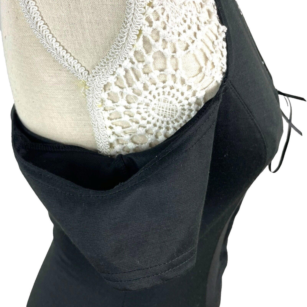 Black Halter Neck Mini Dress Lace Up From Cold Shoulder Women's UK Size 8