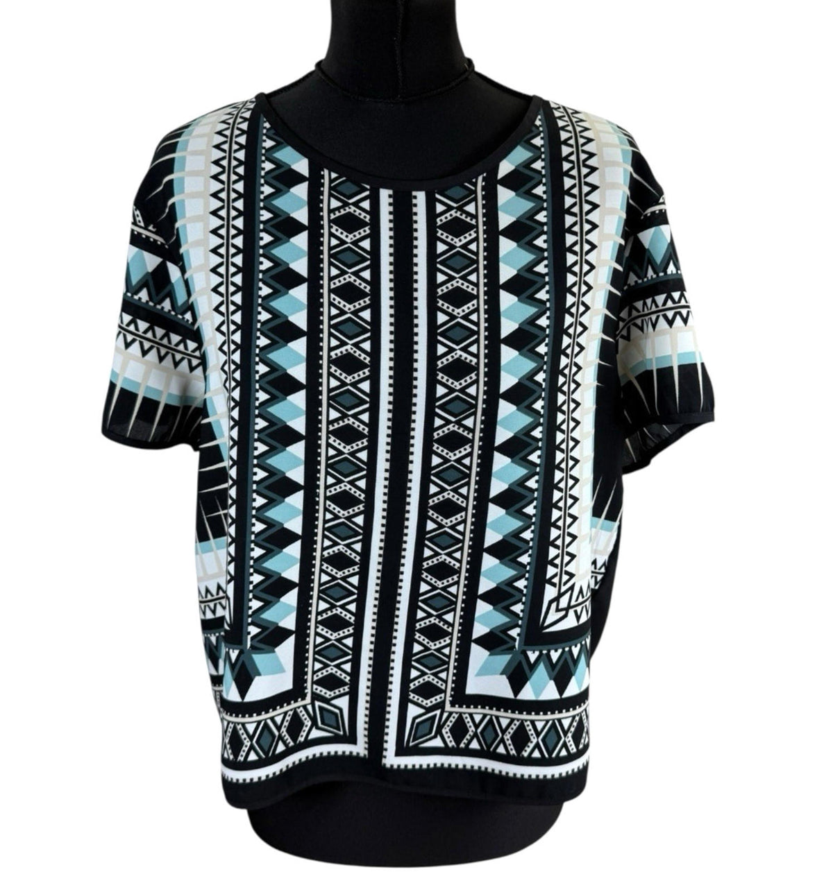 River Island Pattern Top Open Back Lightweight Short Sleeve Women's UK Size 12