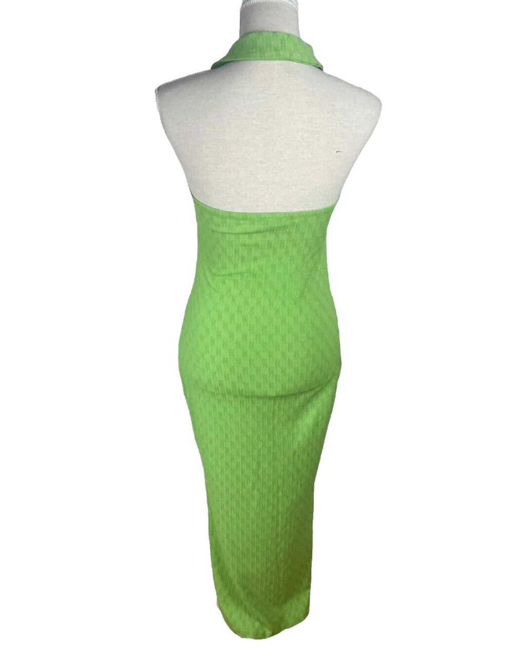 Button Front Dress Green Sleeveless Green Textured Fabric Women's UK Size 8