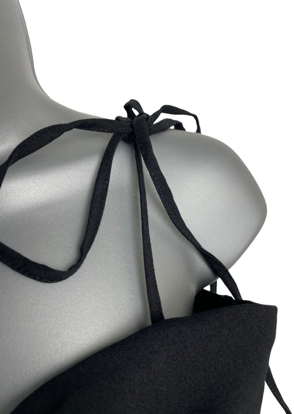 Black Structured Top Tie Shoulder Detail Hook & Loop Close Women's UK Size S