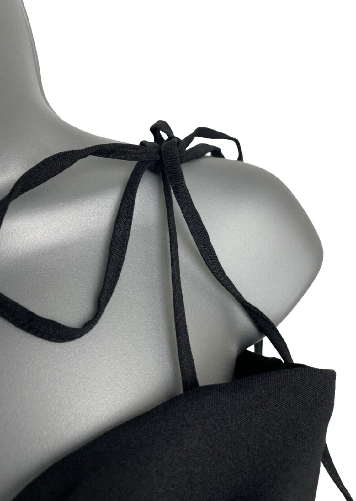 Black Structured Top Tie Shoulder Detail Hook & Loop Close Women's UK Size S