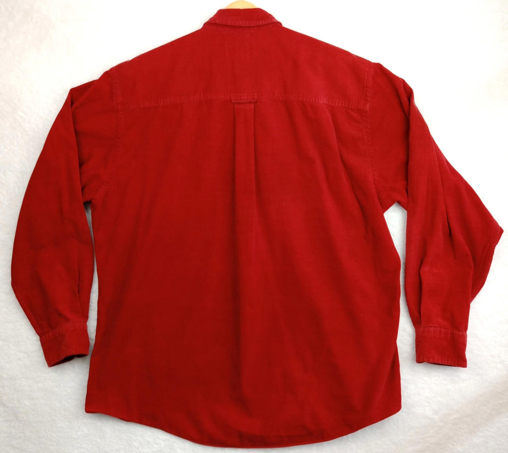 Charter Club Corduroy Shirt Men's UK Size L Red Pocket 100% Cotton Easy Care