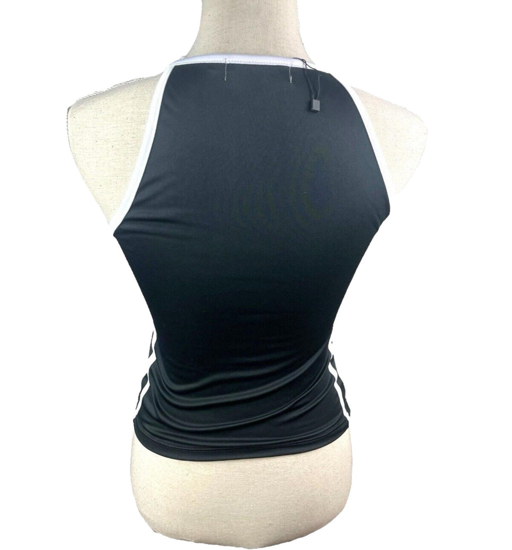 Manor Black Tank Top Women's UK Size 8  Black Number 13 Print Sleeveless Slim Fit Summer