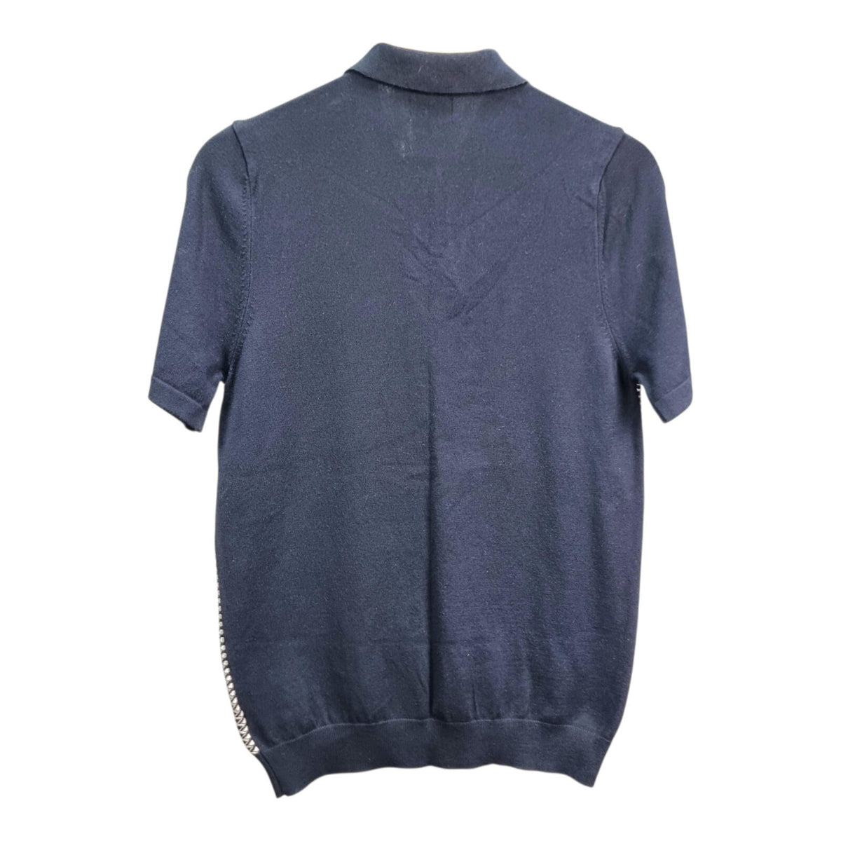 Next Knit Polo Shirt Men's UK Size M Navy Blue Textured Short Sleeve 100% Cotton