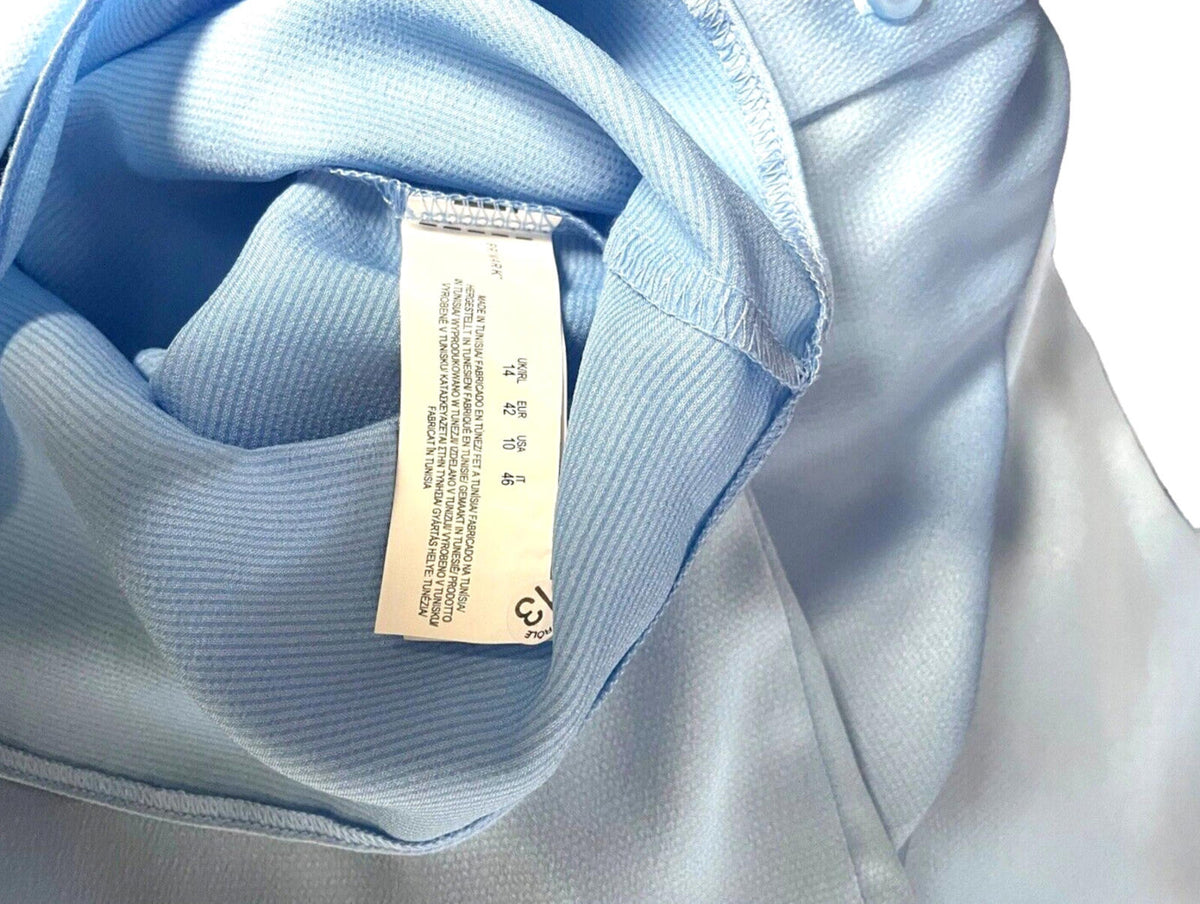 Primark LightBlue Primark Satin Look Off-The-Shoulder Blouse Women's UK Size 14 Blue Long Sleeve
