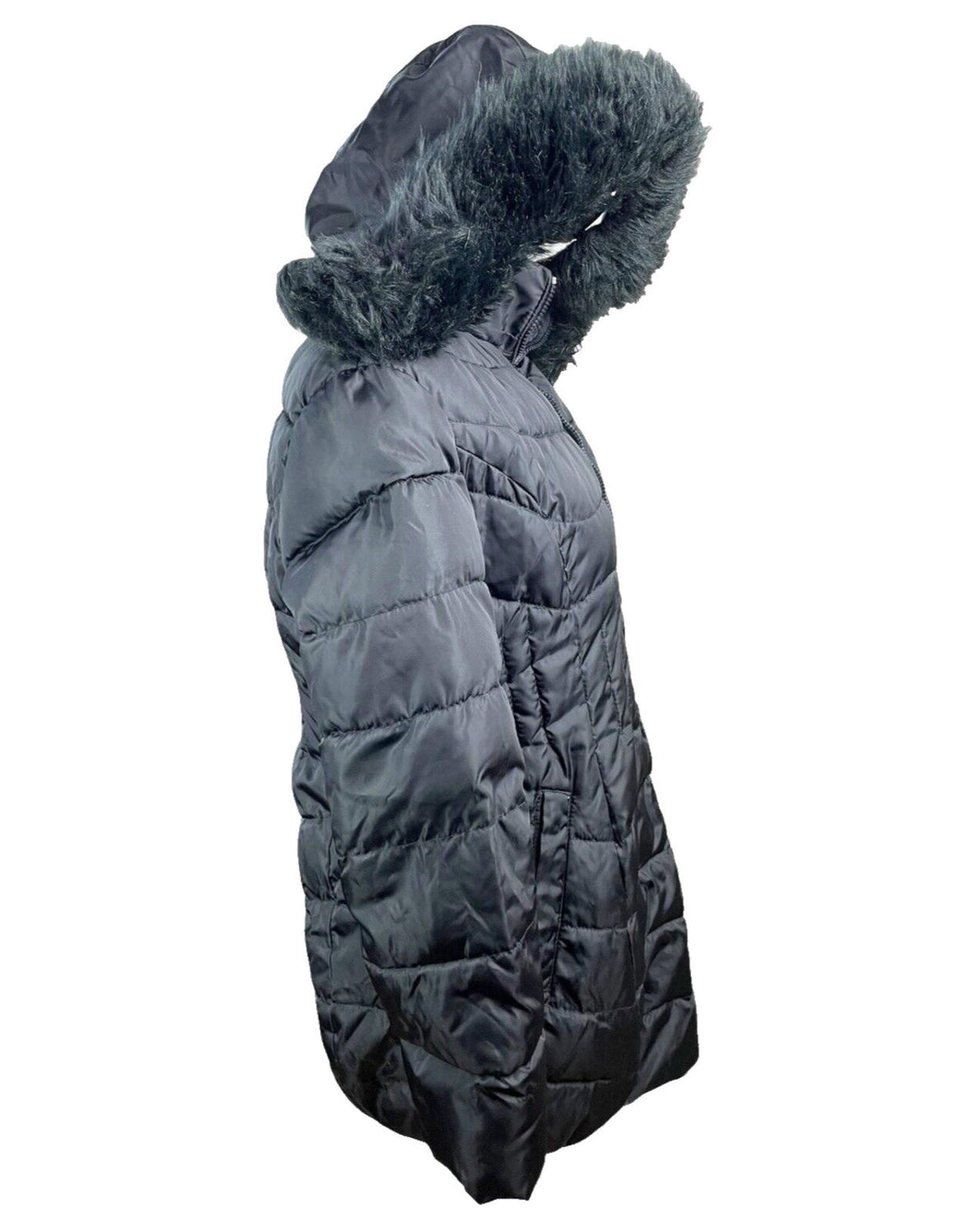 Xue Shiya Black Padded Jacket Hooded Faux Fur Trim Size 4XL Women’s UK Size 18