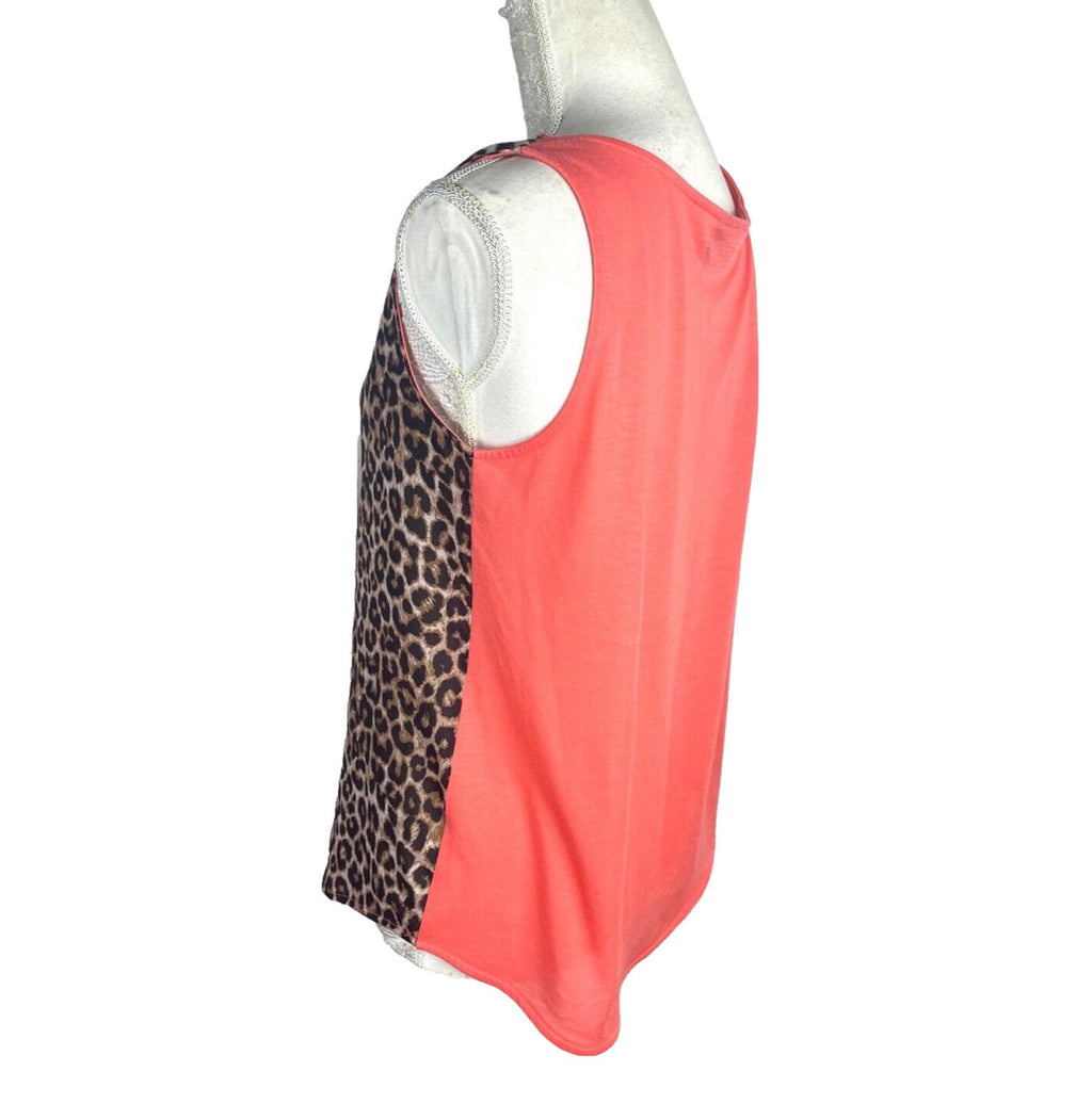 Damned Delux Beige Leopard Print Tank Top Women's UK Size Medium M Contrasting Back Panel