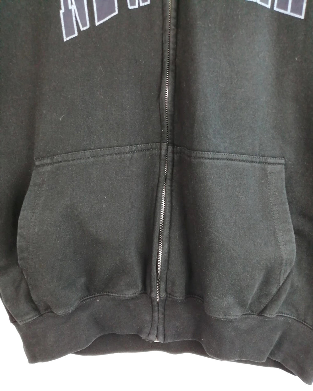 SAAD Collection Black New York Hoodie Men's Size XL Black Jersey Hooded Pockets Zip Front